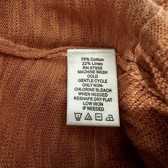 LOGO by Lori Goldstein size M cotton linen blend peach long sleeve open cardigan - Picture 5 of 6